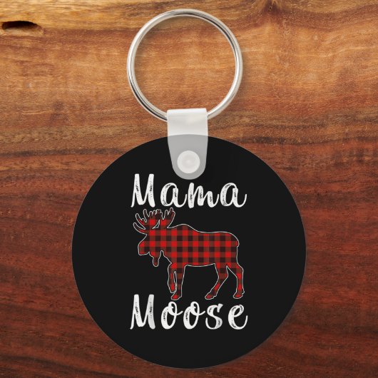 Mama Moose Family Christmas Pajama Red& Black Sleutelhanger (Voorkant)