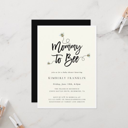 Mama naar Baby shower Kaart (Voorkant / Achterkant in situ)