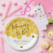 Mama naar Bee Baby shower Genderneutrale Waterverf Papieren Bordje (Feest)