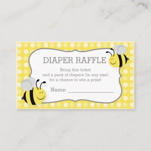 Mama naar Bee Baby shower Luier Raffle Ticket Informatiekaartje (Voorkant)