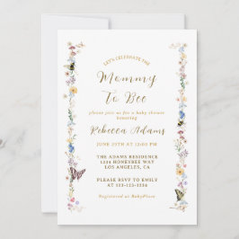 Mama naar Bee Garden Party Wildflower Baby shower Kaart