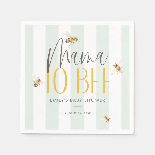 Mama naar Bee Honey Groen Baby shower Servet (Voorkant)