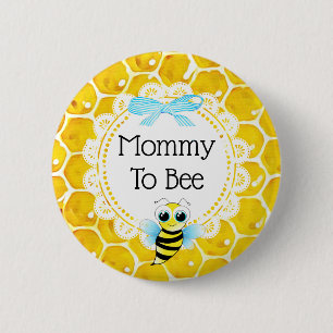 Mama naar Bee Honeycomb Baby shower Button