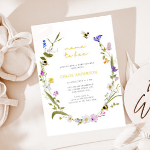 Mama naar Bee Kleurrijke Floral Wreath Baby shower Kaart