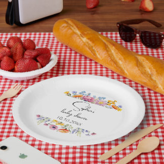 Mama naar Bee Wildflower Baby shower Papieren Bordje