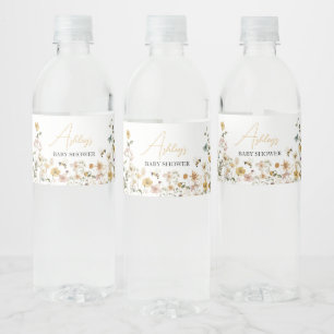 Mama naar Bee Wildflower Baby shower Waterfles Etiket