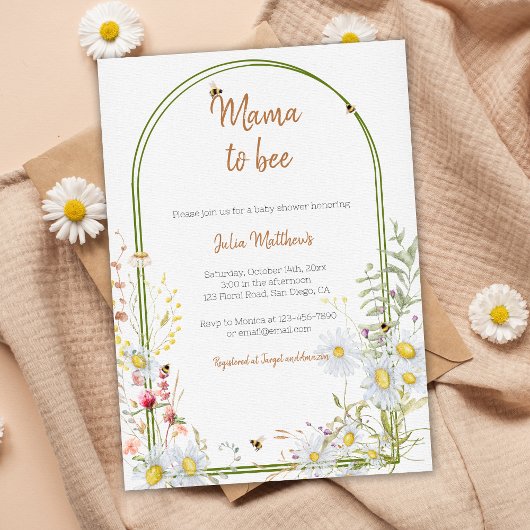 Mama naar Bee Wildflower Boho Baby shower Kaart