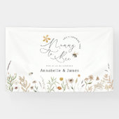 Mama naar Bij Boho Wilde Bloem Bij Thema Verloving Spandoek (Horizontaal)