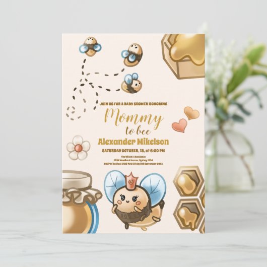 Mama naar bijen baby shower kaart (Staand voorkant)