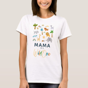 Mama naar een 'Wild One' Safari Oerwoud Baby showe T-shirt