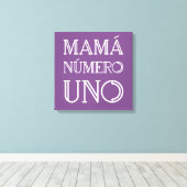 Mamá Número Uno Trendy Typografie over Paars Canvas Afdruk (Insitu (Houten vloer))