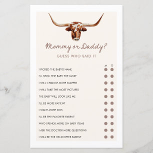Mama of Daddy Cowboy Western Baby shower Spel