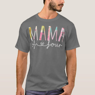Mama of Four Cute Floral Design Mam van 4 Moeder v T-shirt
