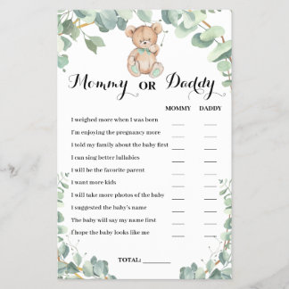 Mama of Papa Beer Groene Baby Shower Spelkaart Flyer