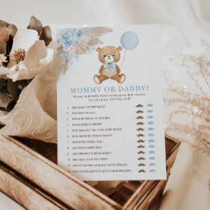 Mama of Papa Boho Beer Baby shower Game Kaart
