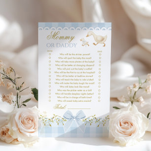 Mama of Papa Dwaas Gansje Blauwe Baby shower spel