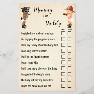 Mama of Papa Kleine Rekruut Baby Shower Spelkaart Flyer