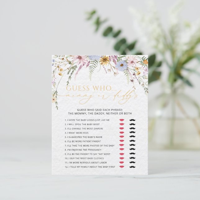 Mama of Papa Meisje Wildflower Baby shower Spel (Staand voorkant)
