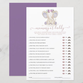 Mama of Papa Olifant Meisje Baby Shower Spel