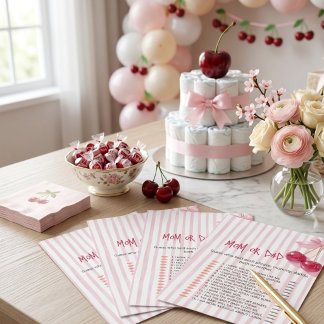 Mama of Papa Spel Kers Roze Rood Retro Baby Shower