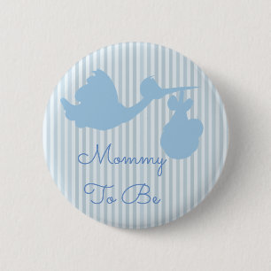 Mama om Baby shower Button Blauwe Ooievaar te zijn