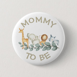 Mama om Baby shower Button Wild One Zoo thema