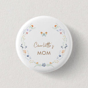 Mama om Boho Butterfly Wildflower Baby shower te z Ronde Button 3,2 Cm