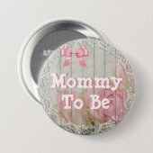 Mama om "shabby chic" roze baby showers Button (Voorkant /achterkant)