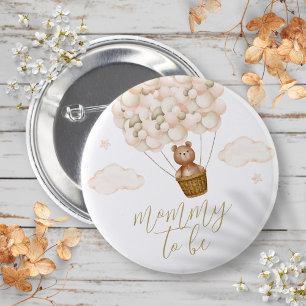 Mama om Teddy Bear Gold Baby shower te zijn Ronde Button 5,7 Cm