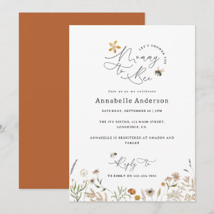 Mama om wilde bloem baby shower terracotta kaart