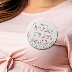 Mama Om Wildflower Meisje Baby shower Button