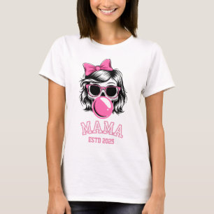 Mama Opgericht 2025 Schedel Met Roze Strik T-shirt
