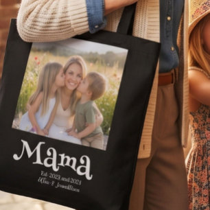 Mama Opgericht Foto Kinderen Naam Fun Tekst Draagtas