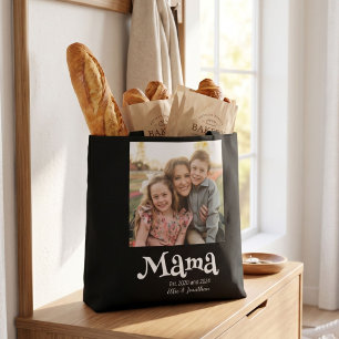 Mama Opgericht Foto Kinderen Naam Fun Tekst Draagtas