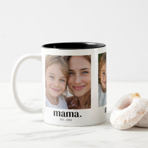 Mama Opgericht Zwart 3 Foto Tweekleurige Koffiemok