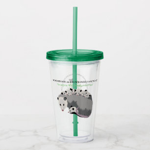 Mama Opossum & Family Rebruikbare Cup en stro Acryl Drinkbeker