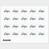 Mama Owl & Twins {Blue} | Stickers (Feuille)
