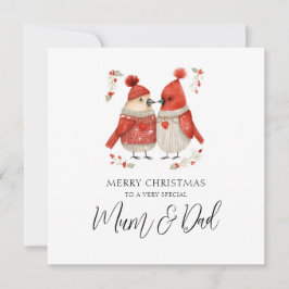 Mama & Pap Waterverf Kardinaal Paar Kerst Feestdagenkaart