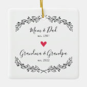 mama papa | Grootmaa Grandpa Year Est. Keramisch Ornament (Voorkant)