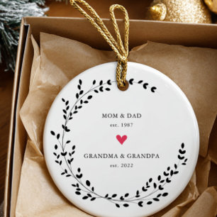 mama papa Grootmaa Grandpa Year Est. Keramisch Ornament