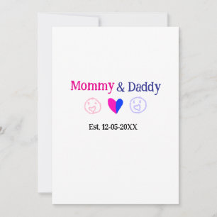 Mama & papa nieuwe ouders voegen naam datum hart b feestdagenkaart