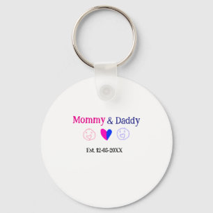 Mama & papa nieuwe ouders voegen naam datum hart b sleutelhanger
