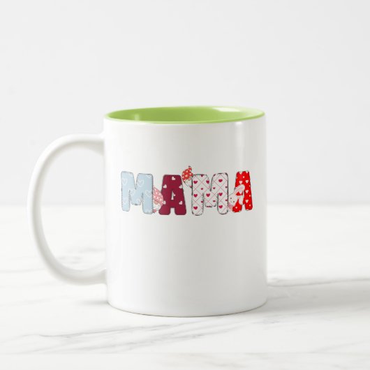 Mama Patchwork Mug - Jolie conception de coeur col (Gauche)