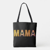 Mama Patchwork Typografie Ontwerp Draagtas (Achterkant)