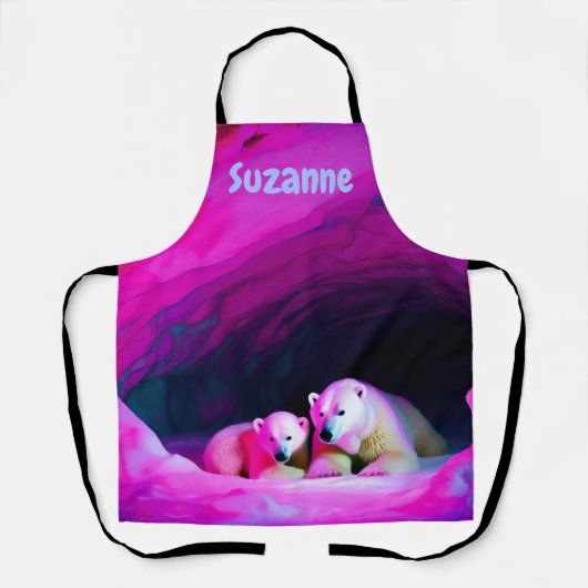 Mama Polar Beer met Cub Monogram | Schort (Voorkant)