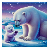 Mama Polar Beer met Cub | Perfect Poster (Voorkant)