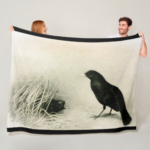 Mama raaf en baby kuikens fleece deken