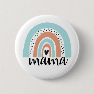 Mama Rainbow Blue Peach Ronde Button 5,7 Cm