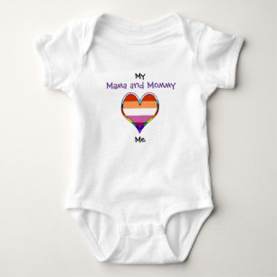 Mama Rainbow Heart Baby Bodysuit