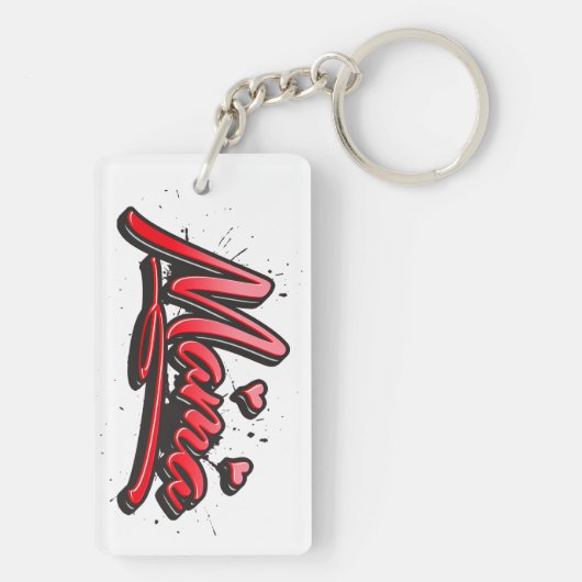 Mama red Heart Graffiti Anhänger Sleutelhanger (achterkant)